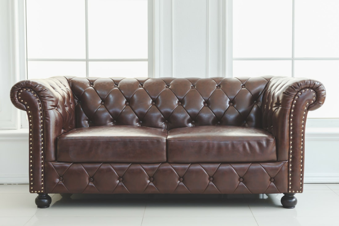 Antique, brown leather sofa